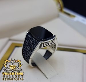 انگشتر نقره مردانه عقیق مشکی اسپرت